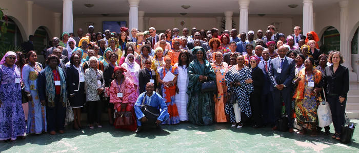 Photo: AECID. Group photo of the attendees at the Regional Conference for West Africa.