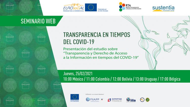 Flyer webinario EUROsociAL+: Transparencia en Tiempos del COVID-19