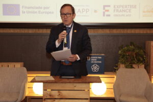 Erwin Ronquillo, secretario técnico de Ecuador Crece Sin Desnutrición Infantil, durante su intervención en el lanzamiento del proyecto europeo EU4SUN